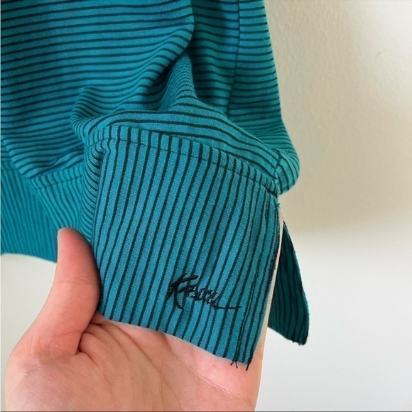 Kavu Blue Striped V-Neck Jersey Knit Soft Comfy
Tie Waist Summer Shirt Dress - Picture 6 of 8